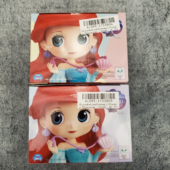 (Set of 2) Qposket Figure Disney Princess Ariel Mermaid Perfumagic Japan Toreba - Picture 2 of 3
